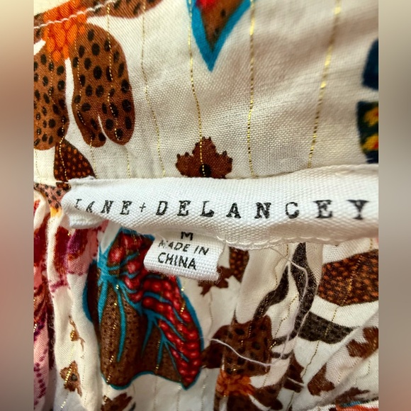 Jane & Delancey Women's Red Orange Floral Cottagecore Pullover V Neck Top Size M - Picture 4 of 11